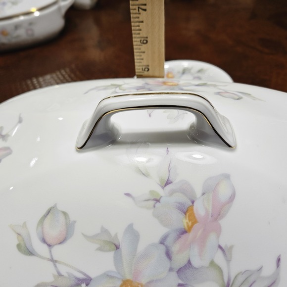 Epiag Pastelle 12" Rectangular Tureen Lid Czech Porcelain Floral Gold Trim Large - Picture 5 of 11